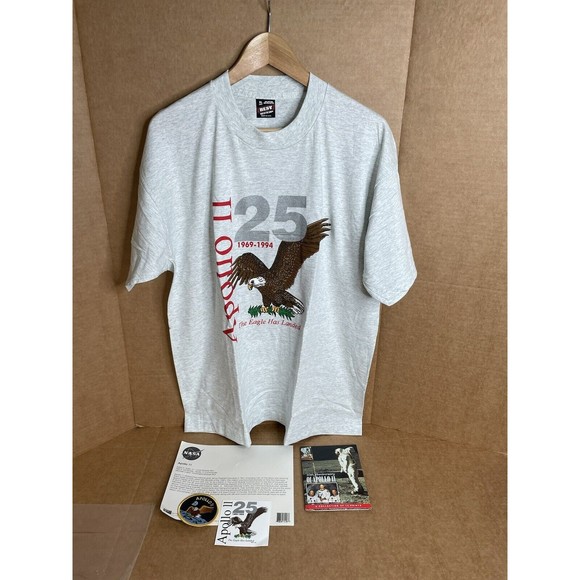 New Vintage Fruit of the Loom Apollo 11 25th Anniversary Package Tshirt XL Grey - Picture 1 of 11